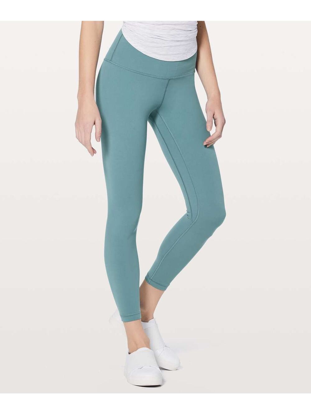 Lululemon Align Pant Ribbed 25" Mystic Green Blue Size 8 Yoga Gym